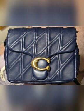 Coach Times Square Tabby Quilted Leather Shoulder/Crossbody Bag 20 Navy